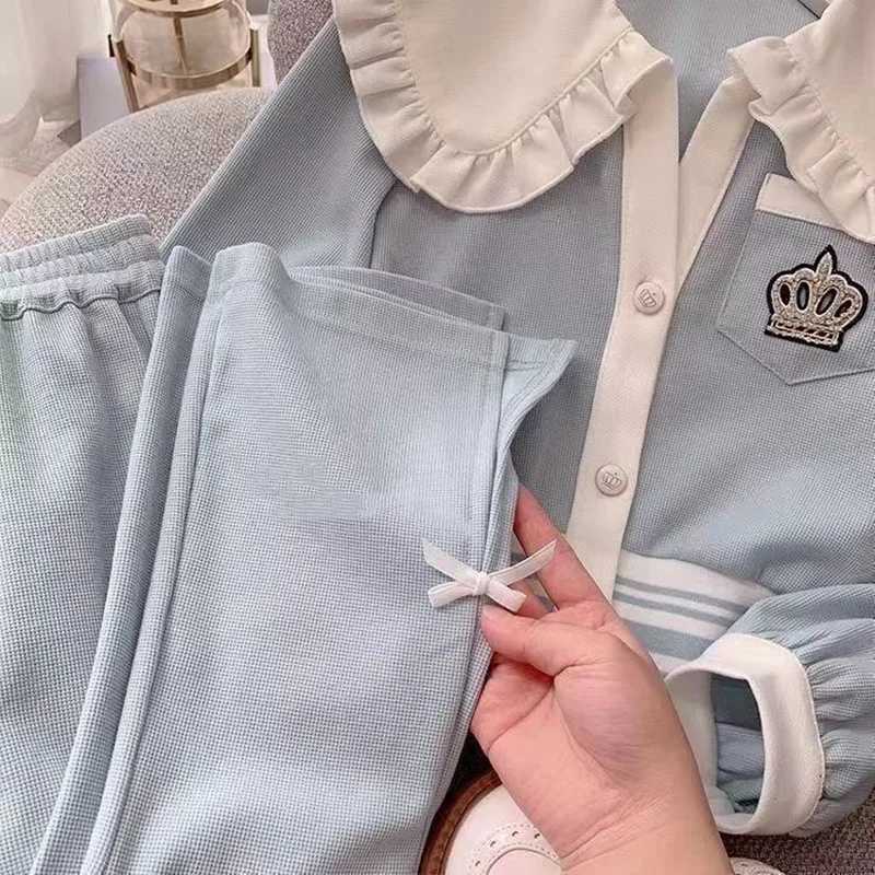 Clothing Sets Girls Spring And Autumn Set 2023 New Fashionable And Childrens Autumn Doll Face Girls Casual Two Piece Set Trend Kids Outfits