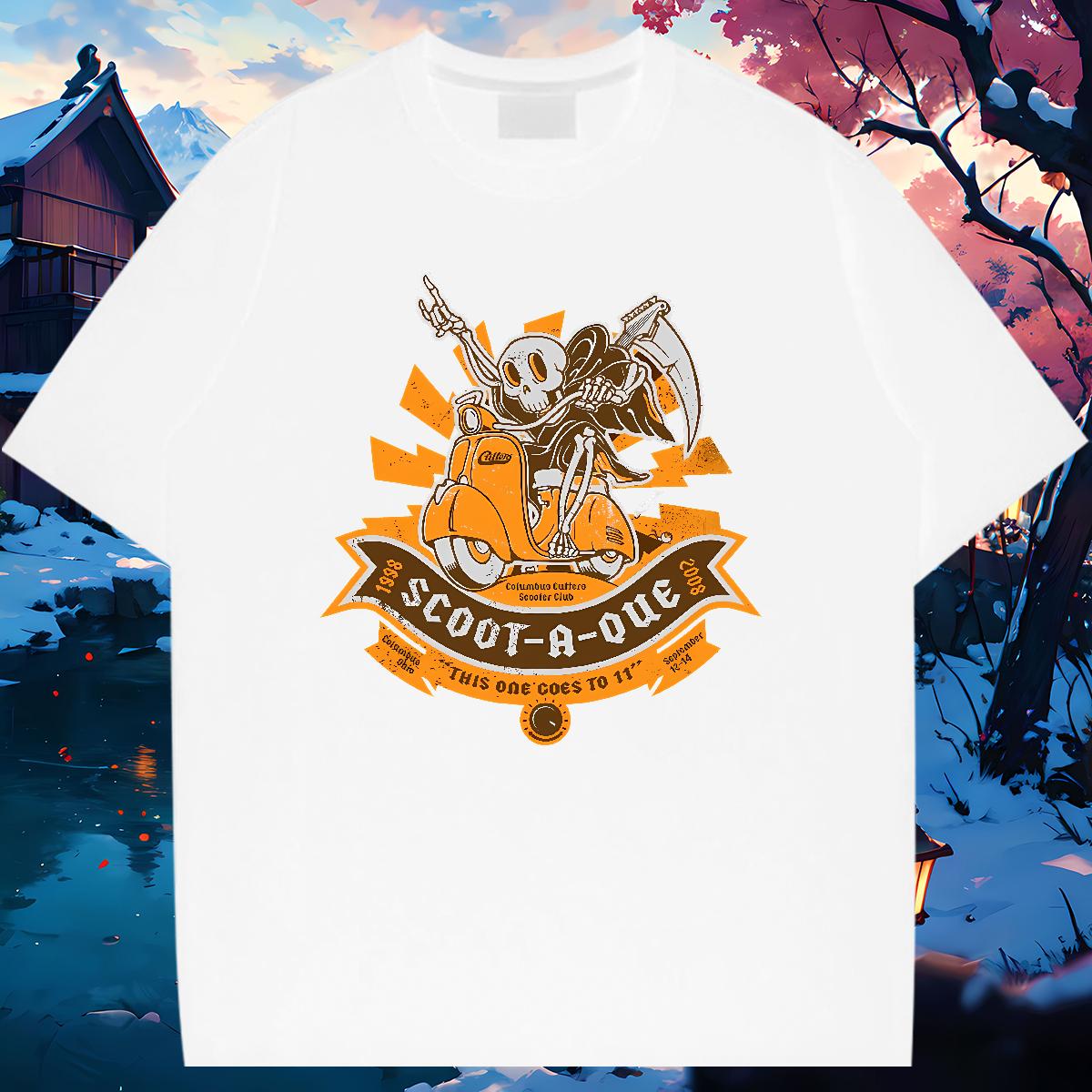 Soft T Shirts Men Skeleton 230g 100% Cotton Outdoor Cotton Breathable Mens Tshirts Casual New Customized Tops Tees