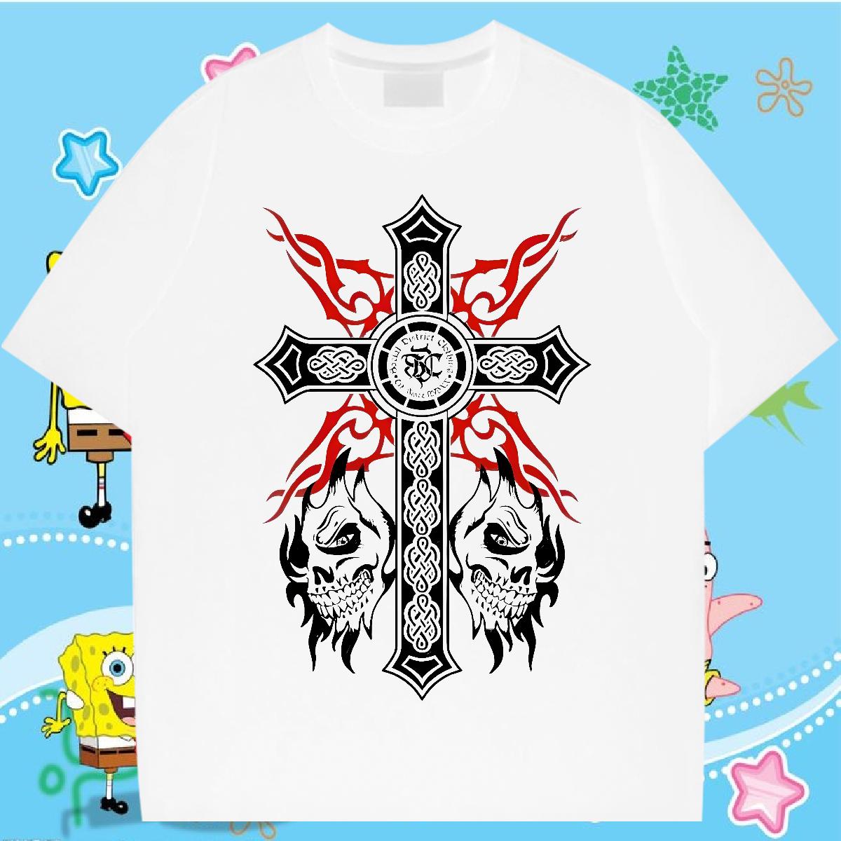 Soft T shirt fathion 230g Cotton Anime Printing Street Cotton Breathable Tshirt for Man Woman Fashion Design Black Oversized Tshirts