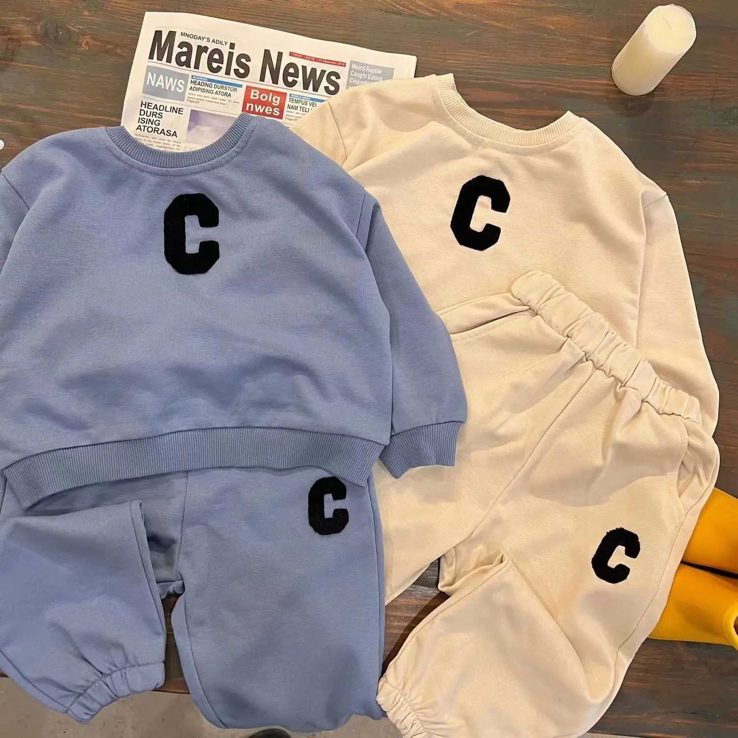 Clothing Sets Childrens Sweater Set Boys Spring And Autumn Clothing New 2023 Girl Two-piece Set Boys Casual Thin Style Trendy And Cool Kids
