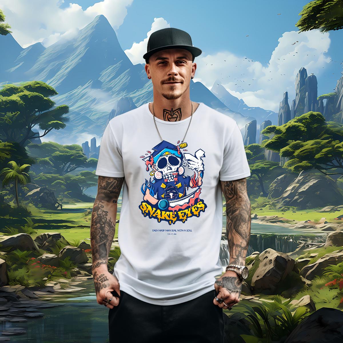 Loose Fit T shirt Skeleton 230g 100% Cotton Daily Wear Round Neck Short Sleeve Tshirt for Man Woman New Arrival Custom Anime Polos