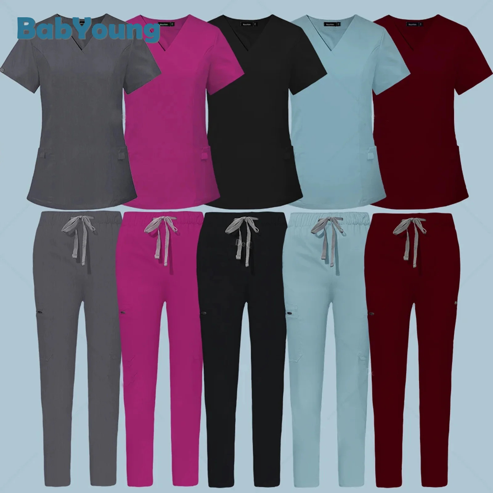 Workwear Nurse TopsStraight Pants Nursing Uniform Women Men Pet Shop Beauty Work Suit Doctor Surgery Scrubs Set 240716