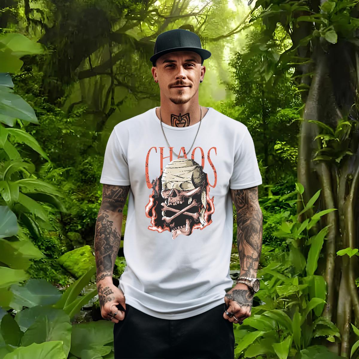 High Quality T shirt Skeleton 230g Cotton Beach O-Neck Short Sleeve Cotton Men Clothes T-Shirt Designer Custom Printed Clothings