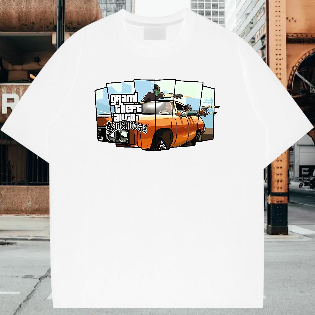 Wholesale Man T Shirts racing 100% Cotton 230g Custom Cartoon Men Tops Tees Street wear Hip Hop Cotton Breathable Soft Unisex Top Tees