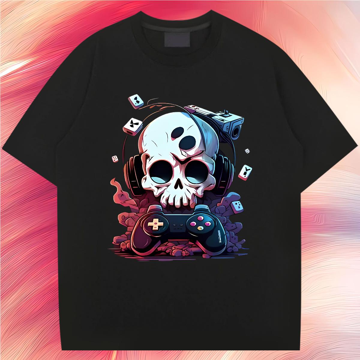 Designer Fashion T Shirt For Man Skeleton 230g 100% Cotton Custom Print Plus Size High Street Hip Hop Tshirt for Man Woman Cotton Breathable Cool Desi