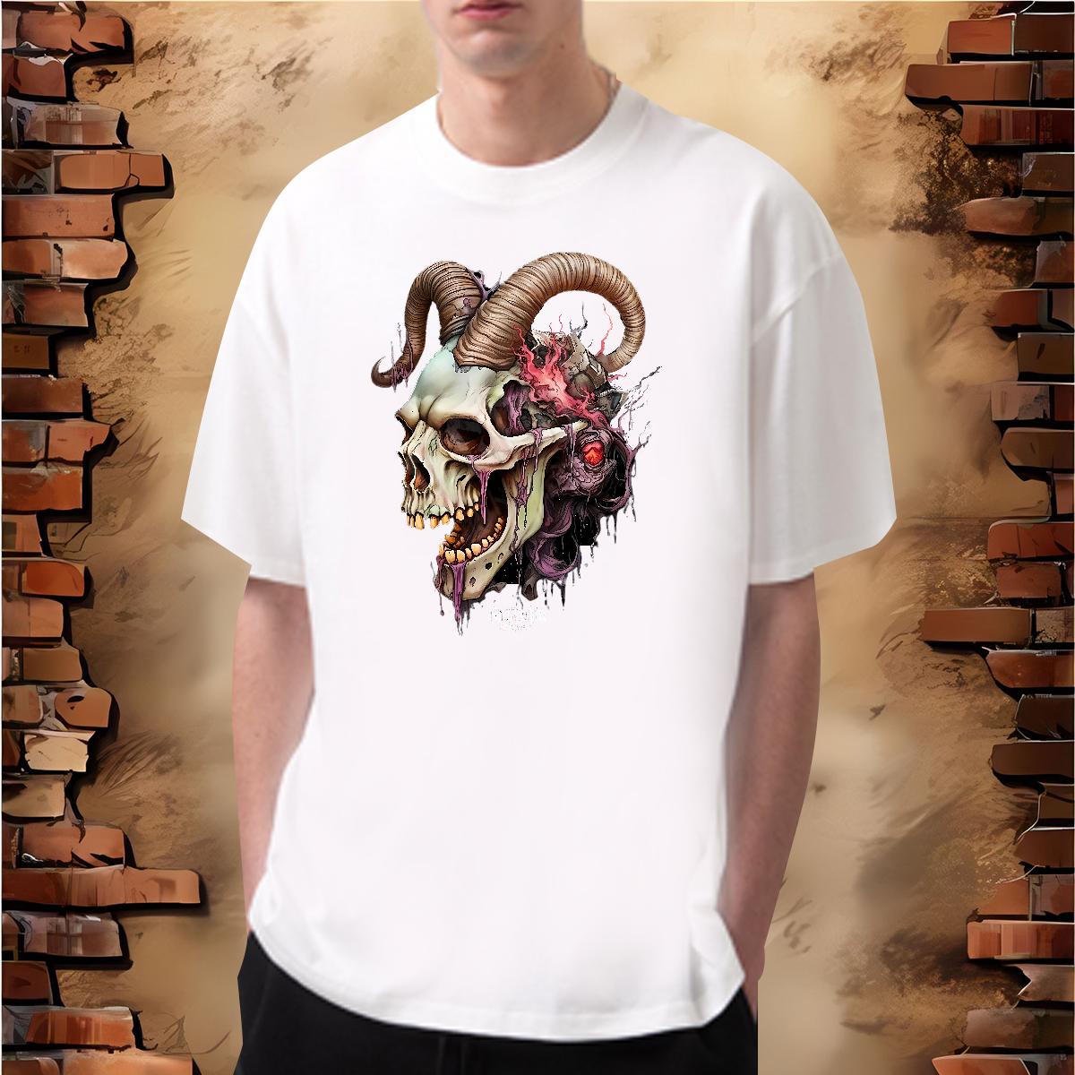 High Quality T-Shirts for Men Skeleton 230g Cotton Outdoor Cotton O Neck Short Sleeves Tshirt for Man Woman Classic Cartoon Printing S-4XL Clothings