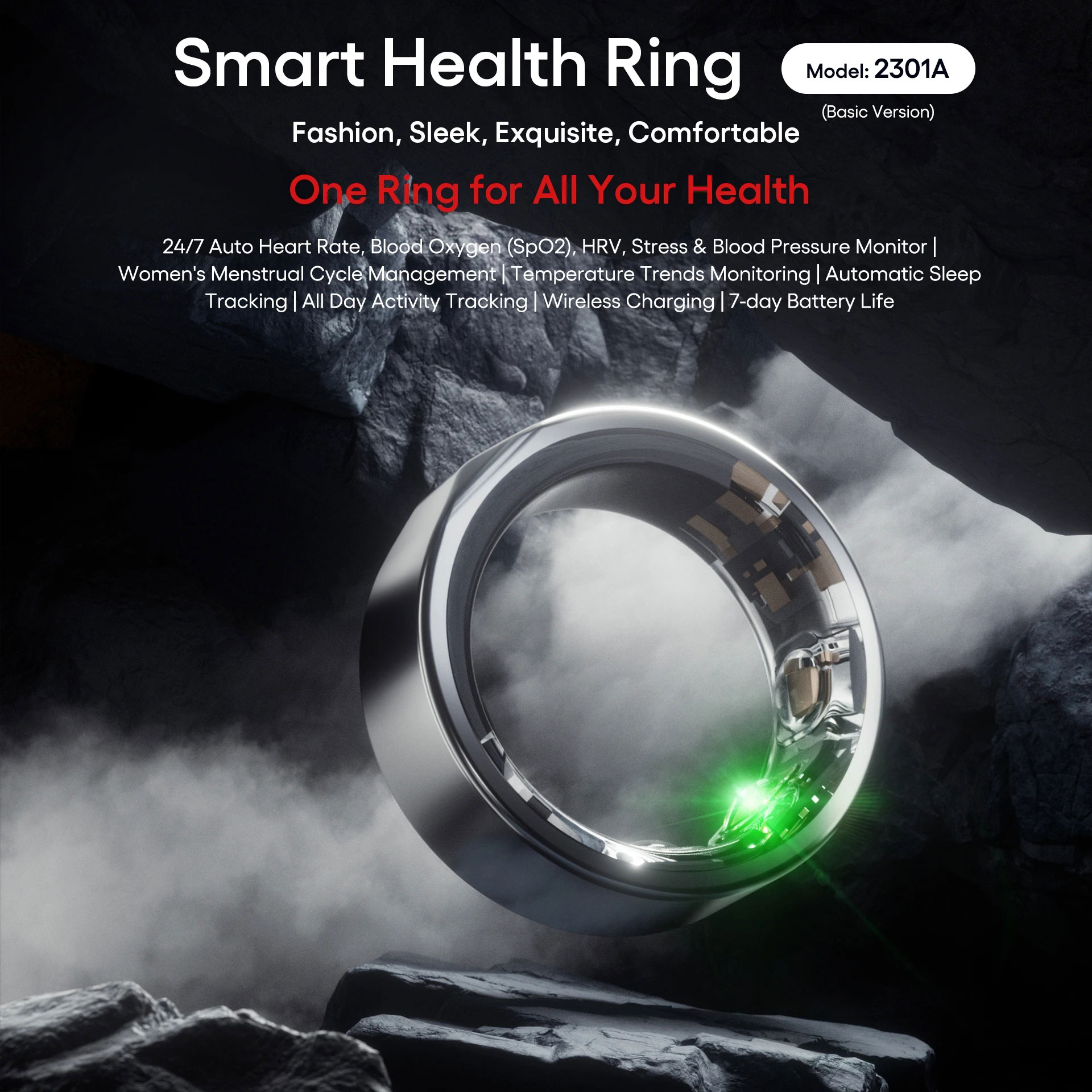 NEW for Health Men Women Heart Rate Blood Pressure Finger Sleep Monitor Smart Ring