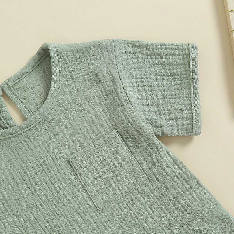 Clothing Sets Summer Toddler Baby Boys Girls Outfit Clothes Sets Solid Color Short Sleeve Pocket T-Shirt + Shorts Baby Children Clothing