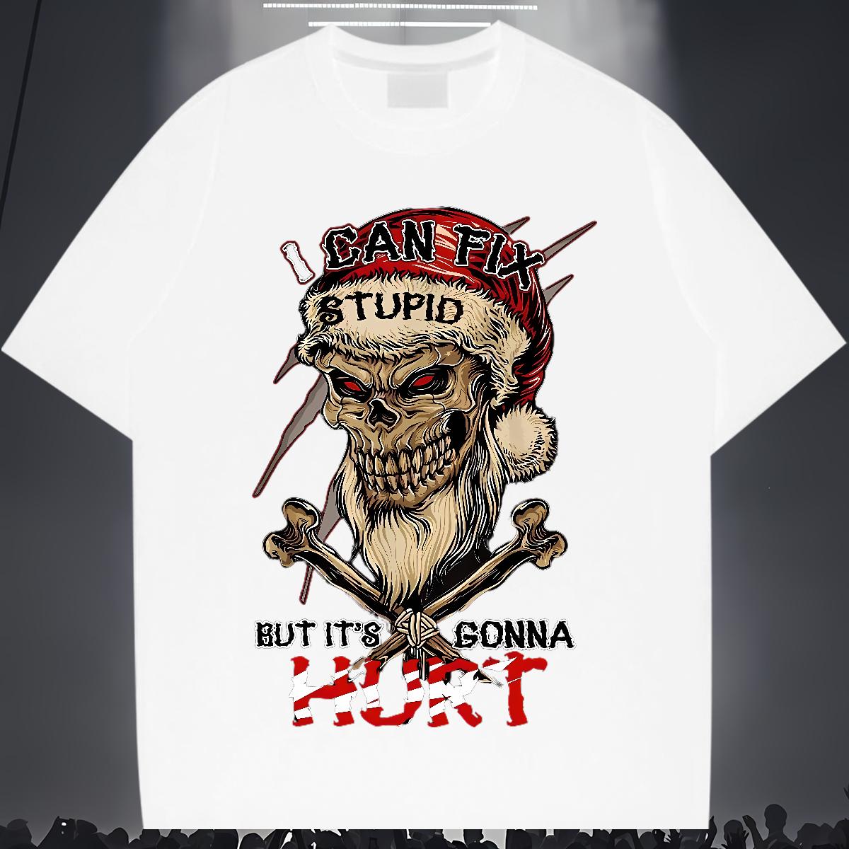 2024 New T shirt Skeleton 230g 100% Cotton Customized Print Home Outdoor Couples T Shirts Short sleeve Cotton Soft Unisex