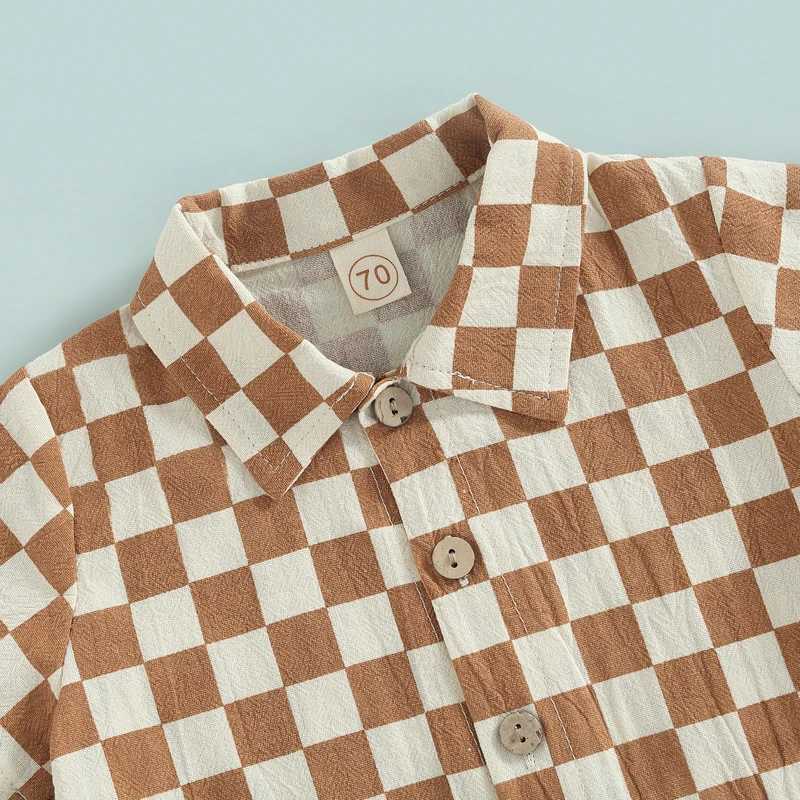 Clothing Sets Boys 2pcs Clothing Suit Summer Toddler Baby Boys Short Sleeve Lapel Neck Plaid Print Buttons Tops + Casual Short Pants