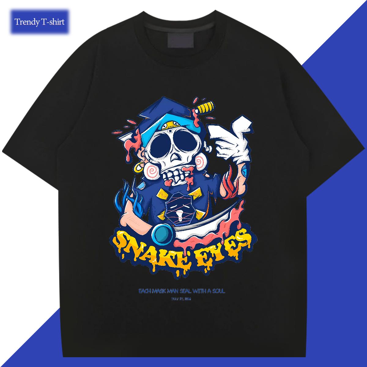 Fashion Design T shirt Skeleton 230g Cotton DIY Men Clothes T-Shirt Outdoor Breathable Short Sleeve High Quality Tops Tees