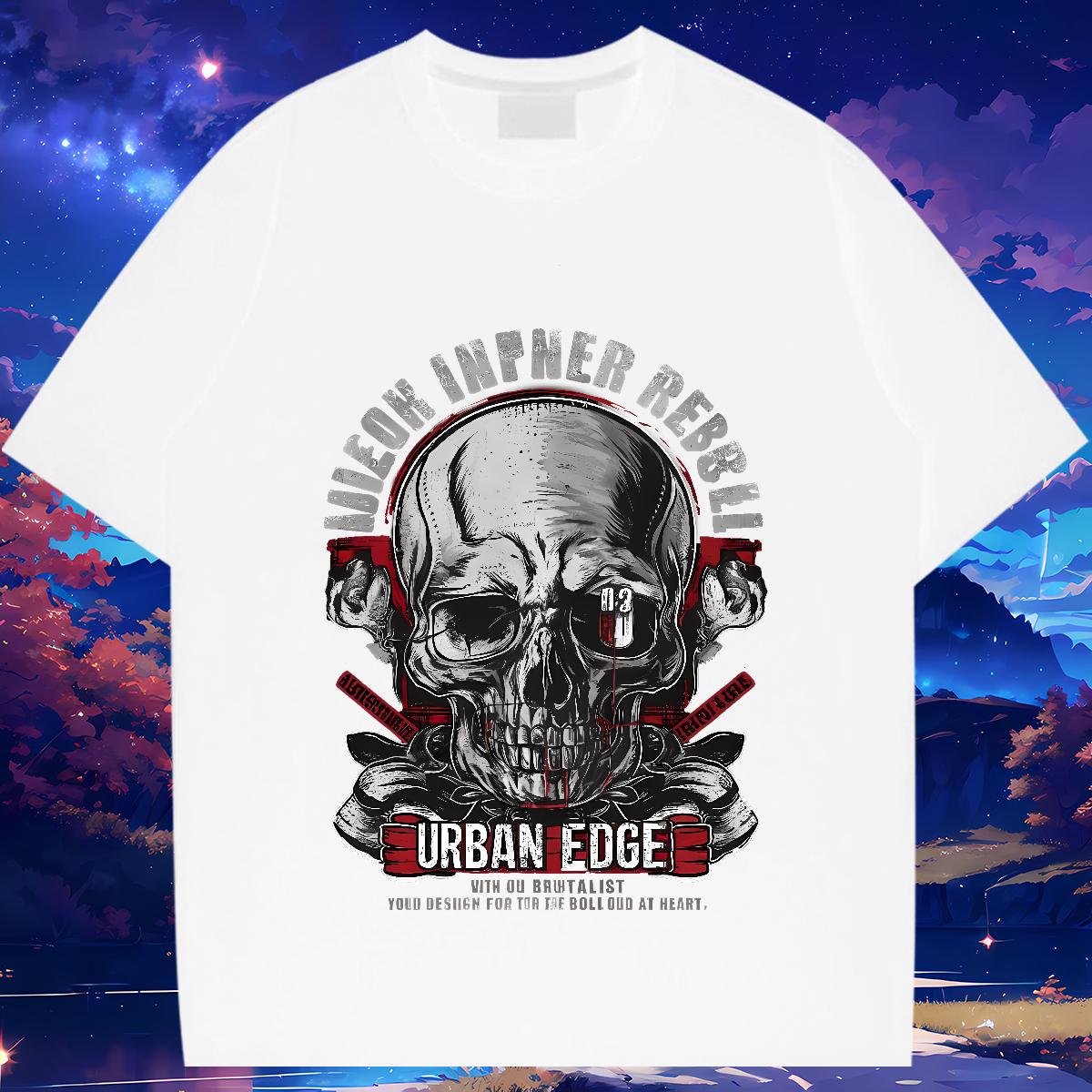 DIY Customized T shirt Skeleton 100% Cotton 230g Oversized Sport Mens Tshirts Breathable Crew Neck Popular