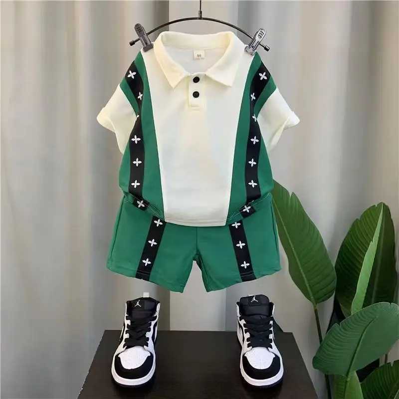 Clothing Sets 2023 Summer Clothing Boys Half Sleeve Shirt Top and Shorts Two Piece Childrens Casual Sports Set Kids Outfits 1 2 3 5 7 9 Y