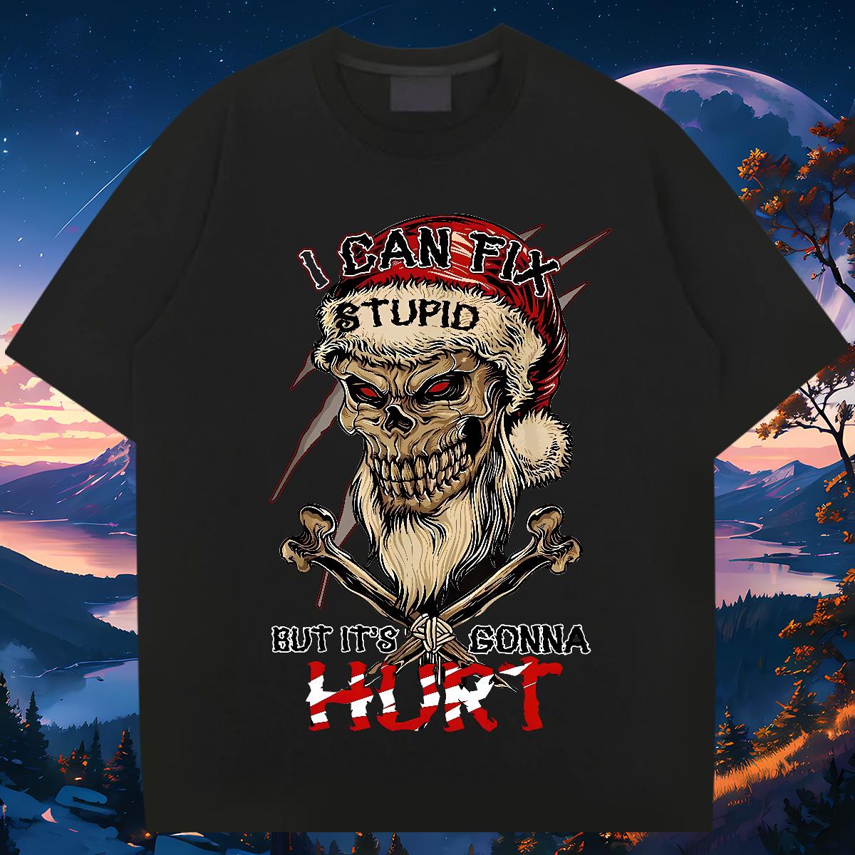 Custom Men T Shirts Skeleton 100% Cotton 230g DIY Printed Street Couples T Shirts Breathable Crew Neck Cotton Cool Design