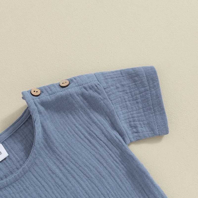 Clothing Sets Toddler Infant Boy Summer Set Children Clothes Short Sleeve Tops Elastic Waist Folded Hem Shorts with Pocket 2 Piece Boy Outfits