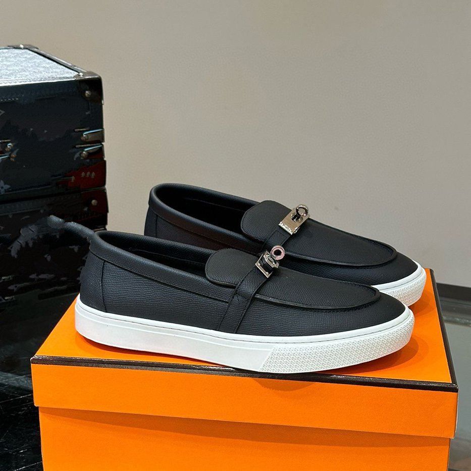 2024ss Designer Men Sneakers Best Top Quality Fashion Real Leather Platform 2 Colors Flat Casual Party Wedding Shoes With B nhy000001