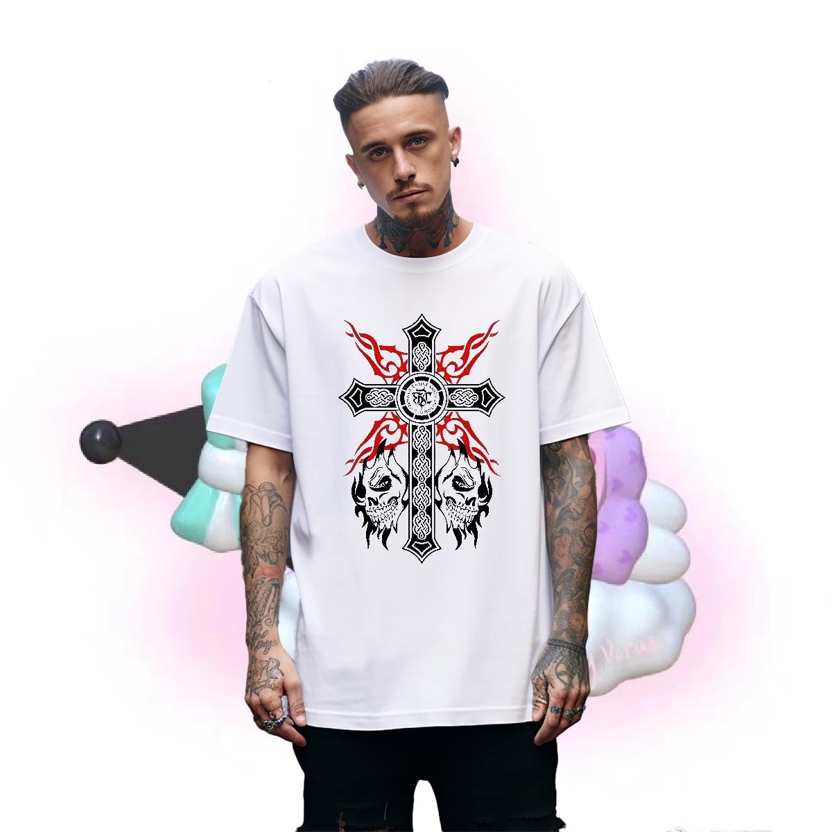Classic T-Shirts for Men fathion 230g 100% Cotton Hip Hop Street 180g Cotton Men Tees Factory Direct Cartoon Printing S-4XL Tshirts