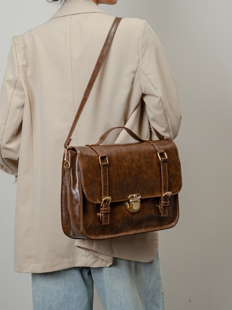 Brand Designer PU Leather Women's Shoulder Bag Retro Lock Crossbody Bag Large Square Handbag Multifunctional Women Backpack