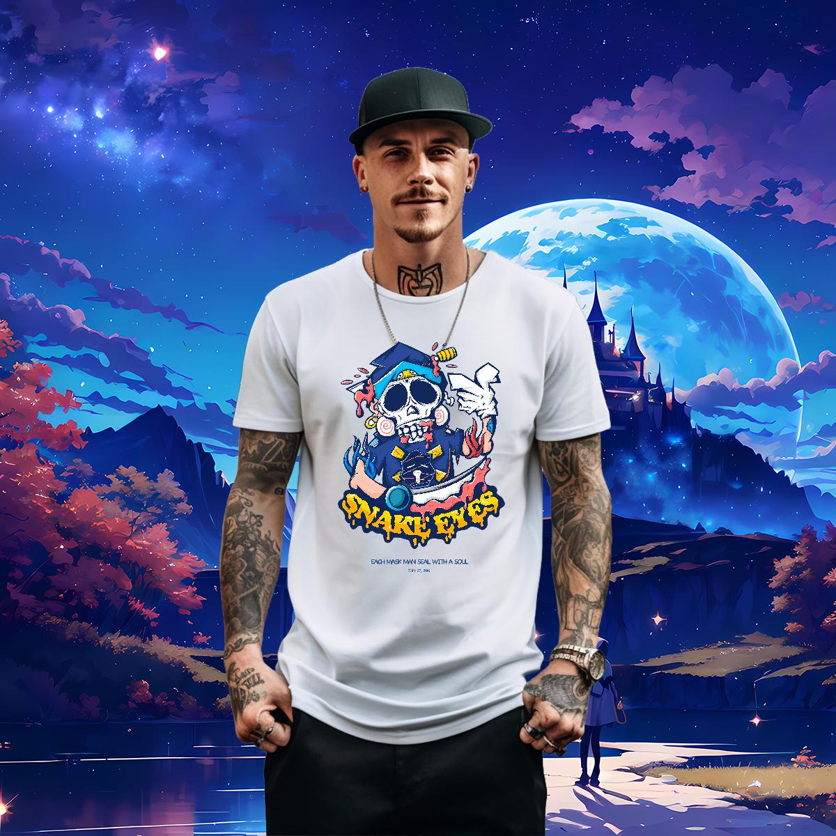 Cool T Shirt For Man Skeleton 100% Cotton 230g Sports Casual Short sleeve Cotton Soft Tshirt for Man Woman Classic Casual Anime Print Tops Shirt
