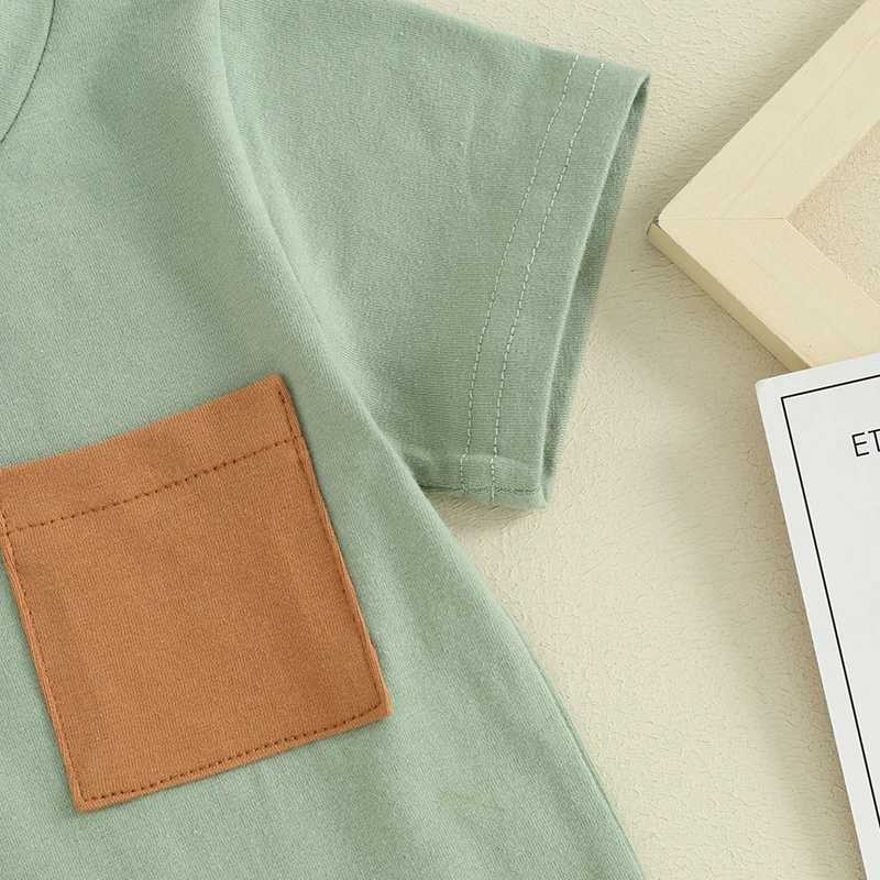 Clothing Sets Summer Clothing Set Toddler Clothes Set Kids Short Sleeve T-Shirt Contrast Colors Elastic Shorts Infant Baby boy Clothes suits