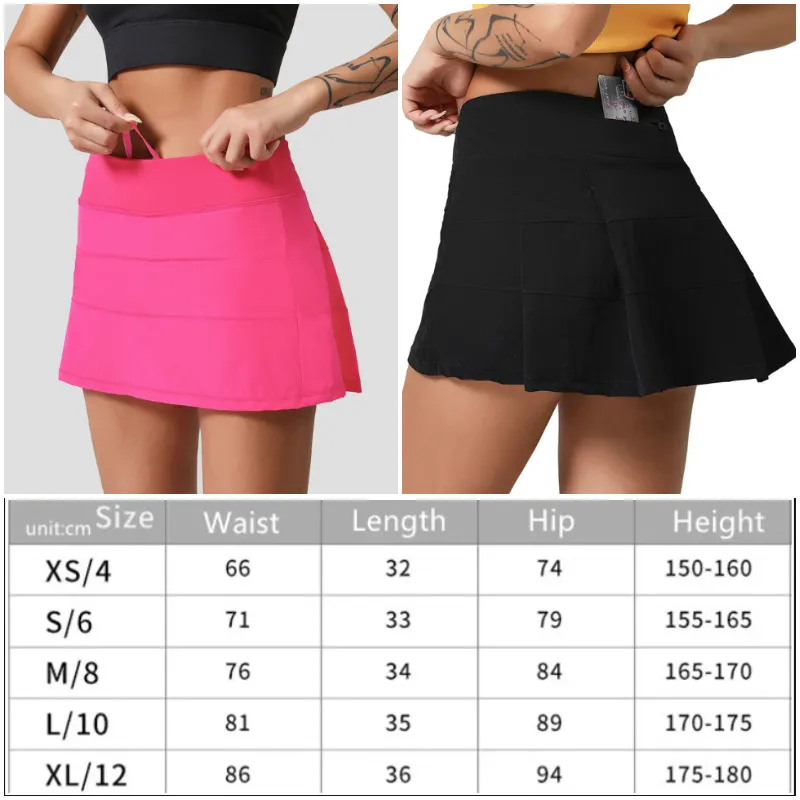 88207 Womens Yoga Outfits High Waist Tennis Skirts Exercise Pleated Skirt Cheerleaders Short Dresses Fitness Wear Girls Running Elastic Pants Sportswear Lined