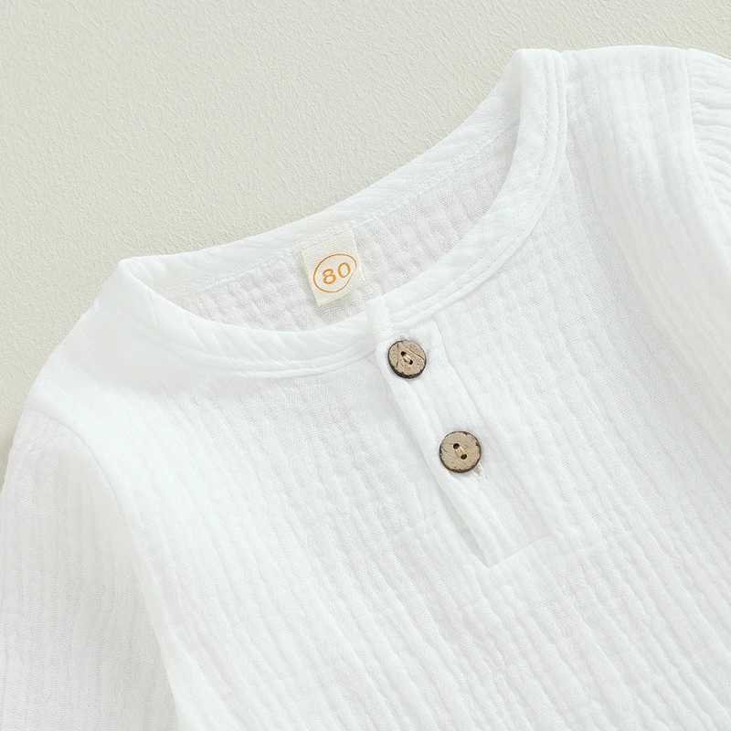 Clothing Sets 2Pcs Spring Autumn Baby Boy Clothes Set Solid Color Long Sleeve T-shirt Pant Boy Cotton linen Toddler Clothes Outfit