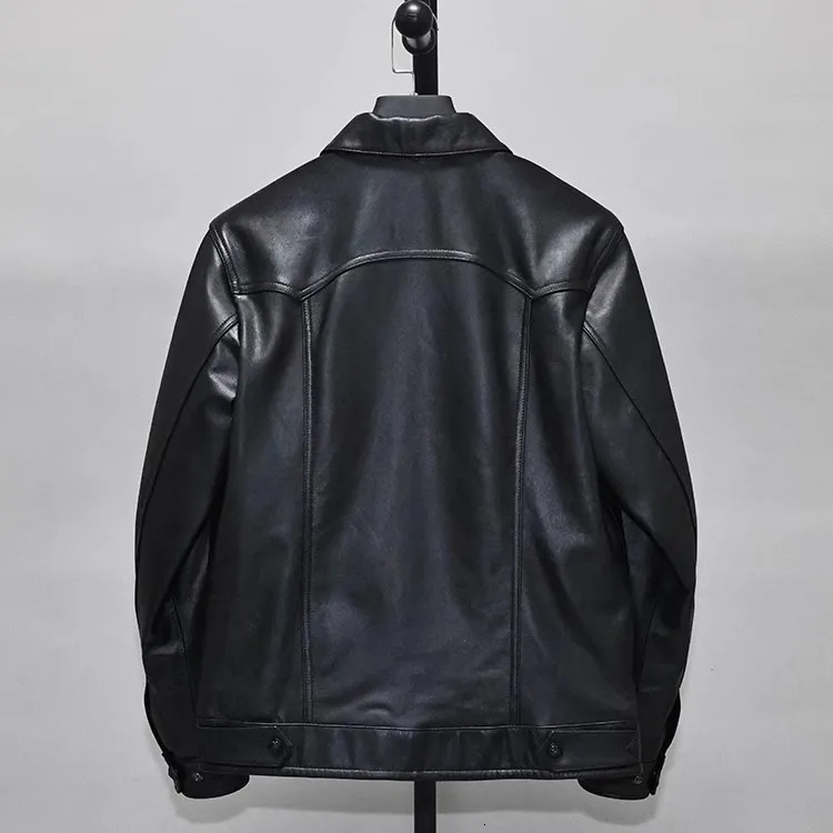 .100% natural Soft thin sheepskin.Young casual slim fit real leather jacket. denim leather coat.Y2K.short 240716