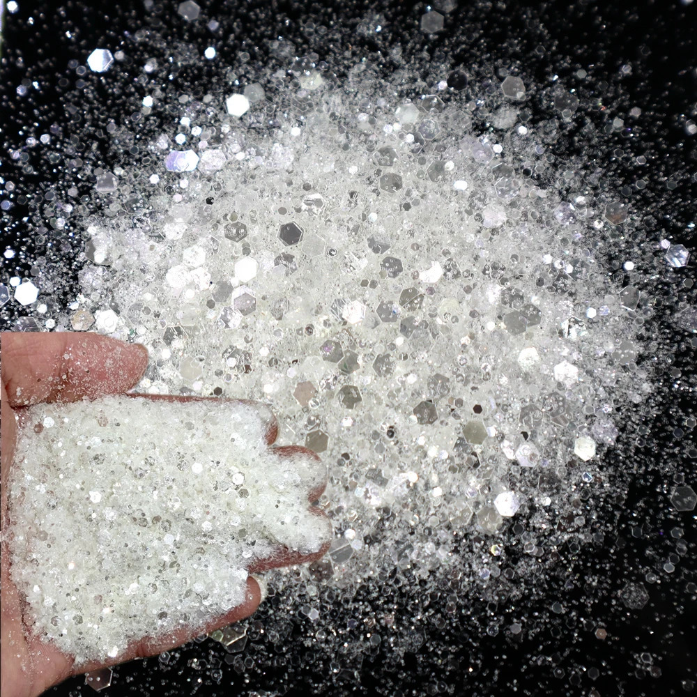 Holographic Cosmetic Lips Nail Art Body Christmas Party Chunky Glitter Solvent Resistant Polyester Glitter For Epoxy Resin 240715