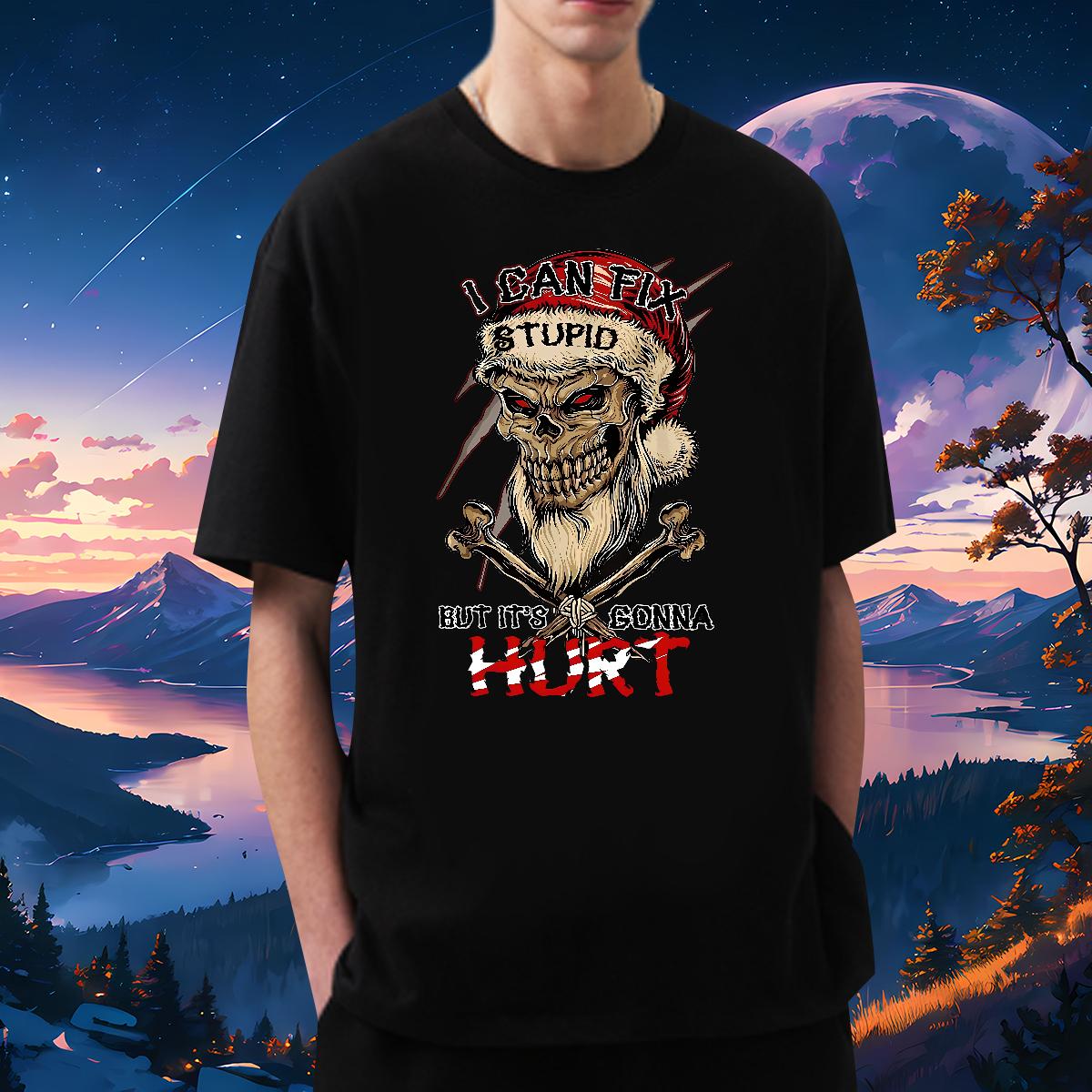 Custom Men T Shirts Skeleton 100% Cotton 230g DIY Printed Street Couples T Shirts Breathable Crew Neck Cotton Cool Design