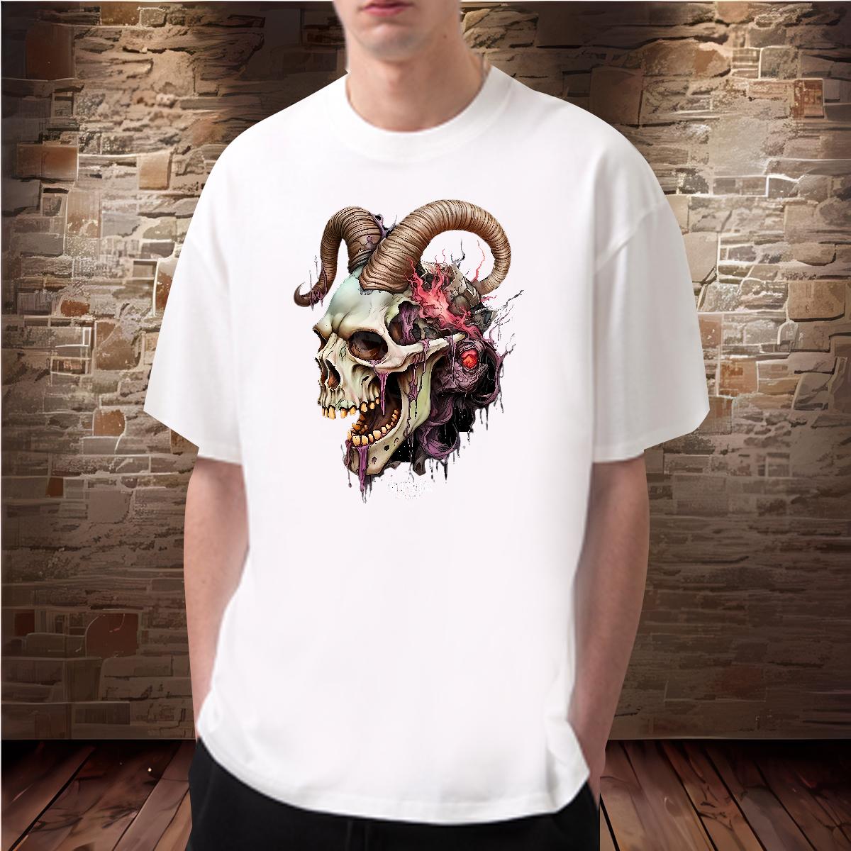 Loose Fit Mens Tshirts Skeleton 230g 100% Cotton Crew Neck Cotton Breathable Casual Beach Mens T Shirts Customized Classic Casual Tops