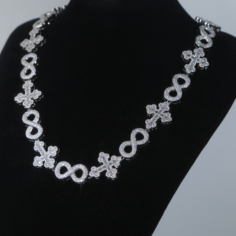 New Arrived Iced Out Bling Rock Men Boy Cool Jewelry Micro Paved 5A CZ Hip Hop Cross Infinity Chain Necklace
