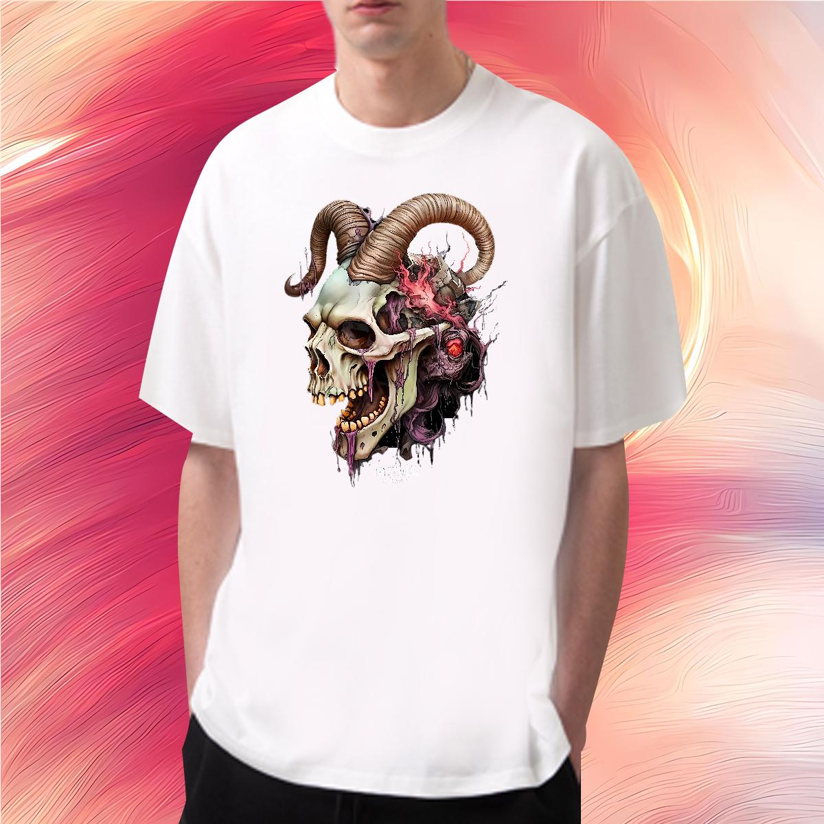 5A Couples T Shirts Skeleton 100% Cotton 230g Breathable Short Sleeve Casual Mens T Shirts Oversized 2024 DIY Top Tees