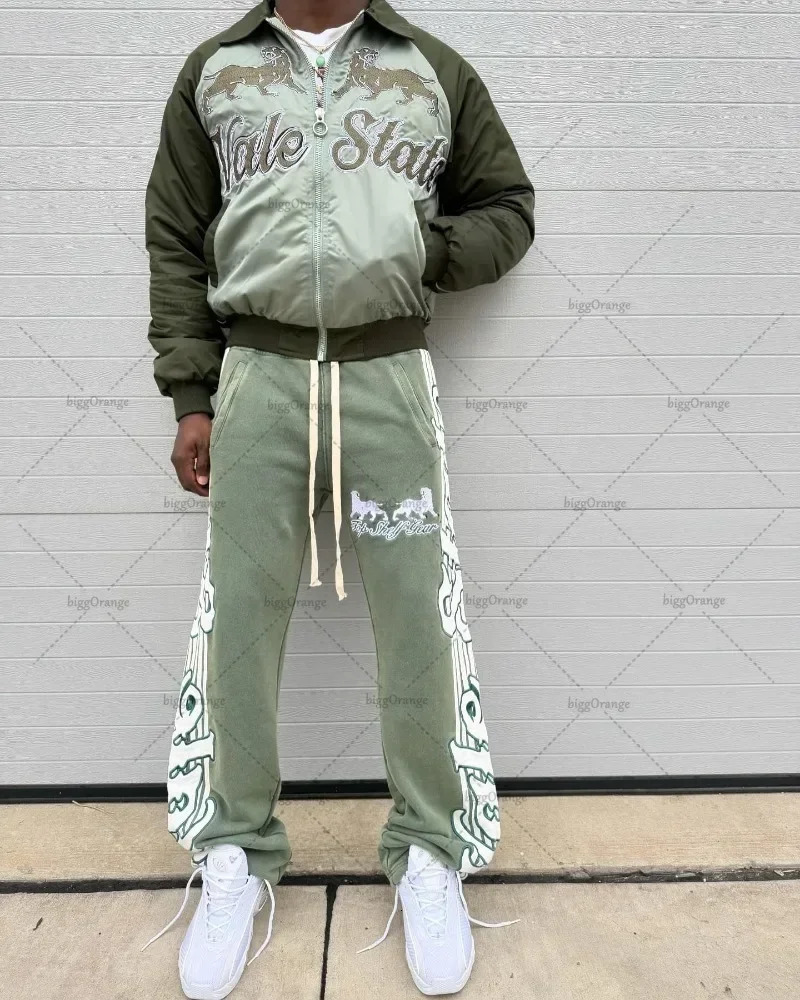 Hip-hop street striped letter print oversized baggy pants for men style simple and versatile fashion trendy sweatpants 240716