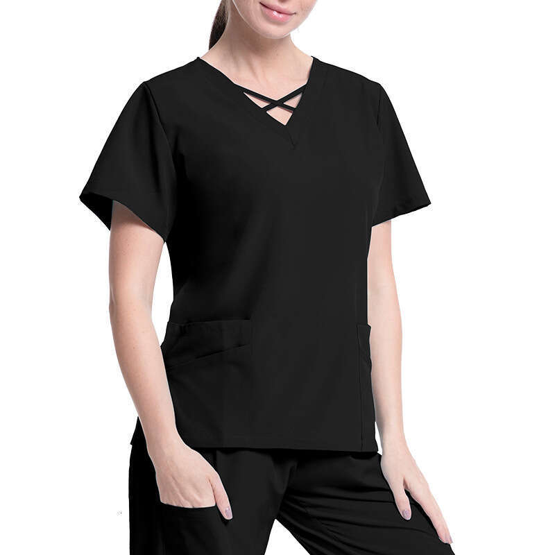Niaa Hinn Scrub Set Scrubs for Women Uniform Undefined New Arrival New Product Gentle Wind French Solid Printing Bifurcated Short Self-cultivation