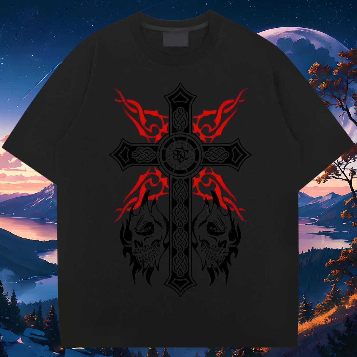 Designer Fashion T shirt fathion 230g Cotton Skull Couples T Shirts Casual Beach Cotton Breathable Short Sleeve Loose Fit Wear