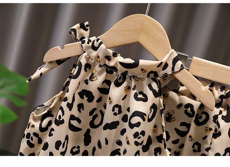 Clothing Sets 2021 New Arrival Fashion Girls Clothing Sets Leopard Summer Cotton O-neck +Shorts 2 Pcs Sets Strapless Infant Clothes s Sling