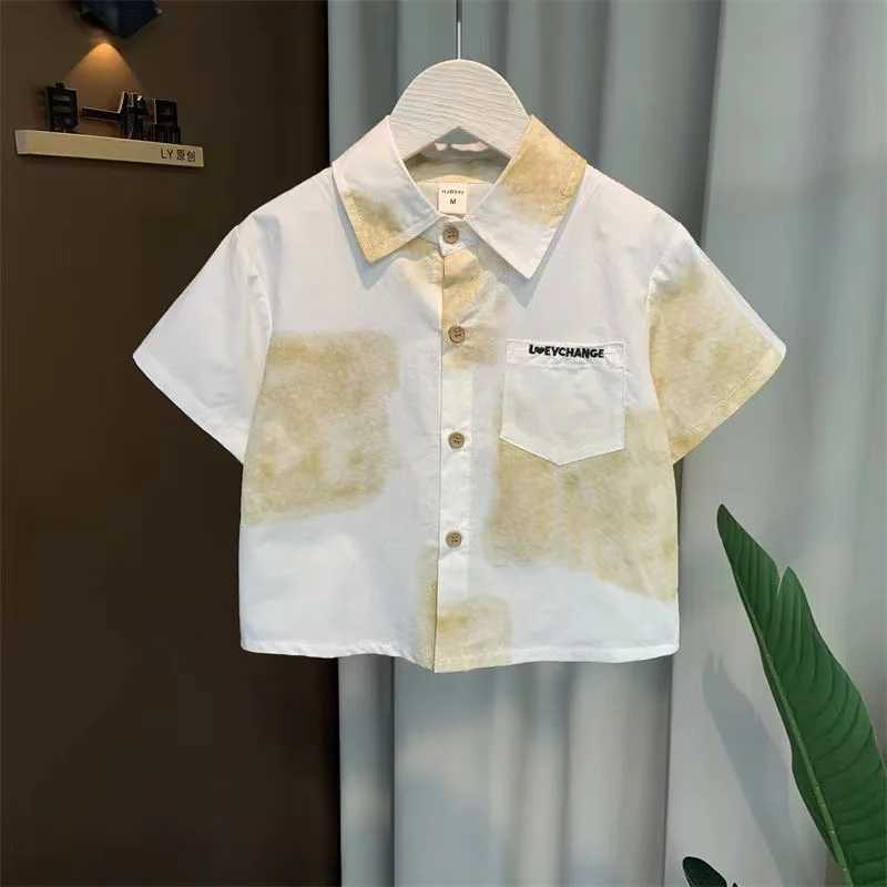 Clothing Sets Childrens Summer Clothing Boys Short Sleeved Shirt Set 2024 New Western Style Boys Sumer Thin Two Piece Set 1XIG