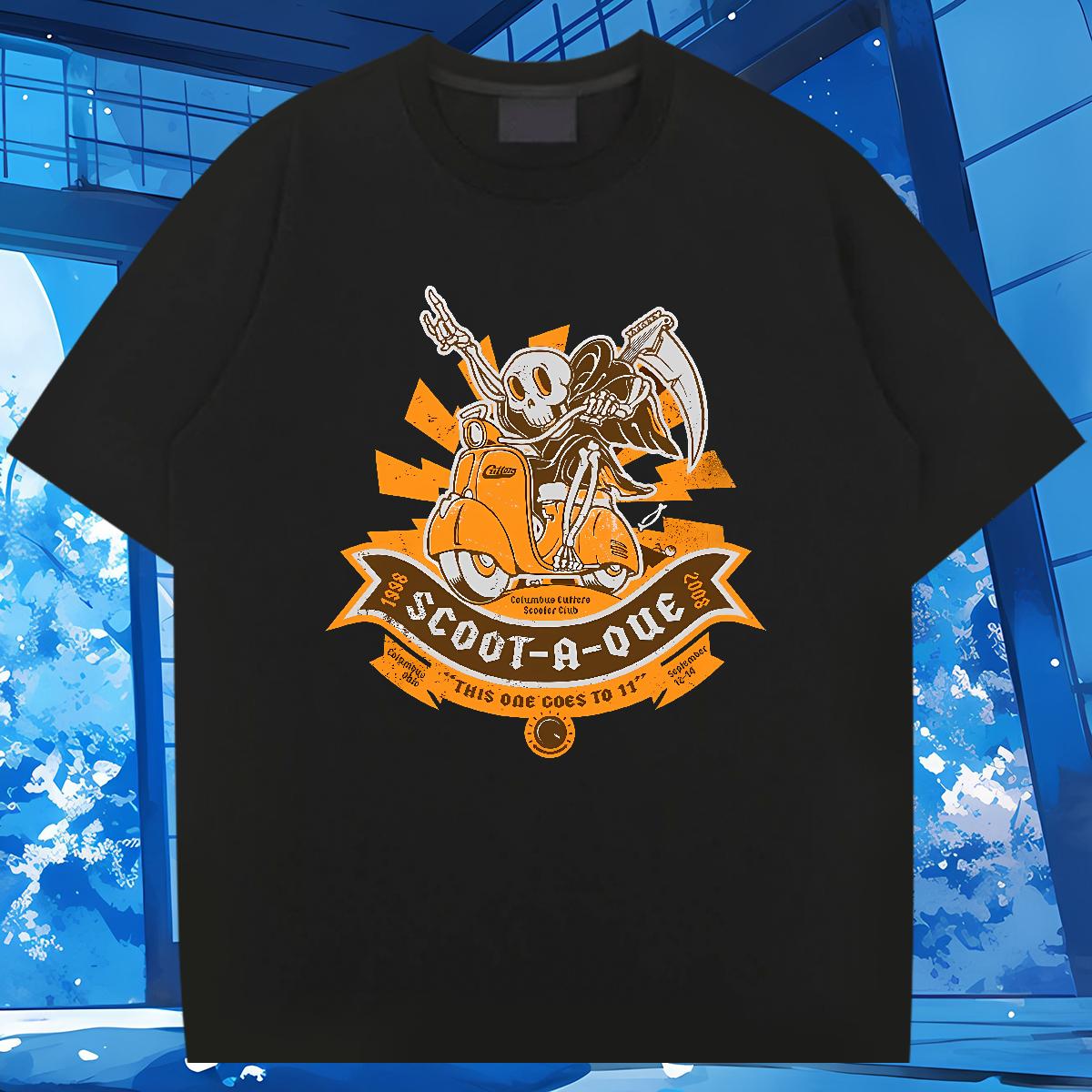 Classic Men T Shirts Skeleton 100% Cotton 230g Oversized 3XL 4XL Street Wear Men Tops Tees Breathable Short Sleeve Brand