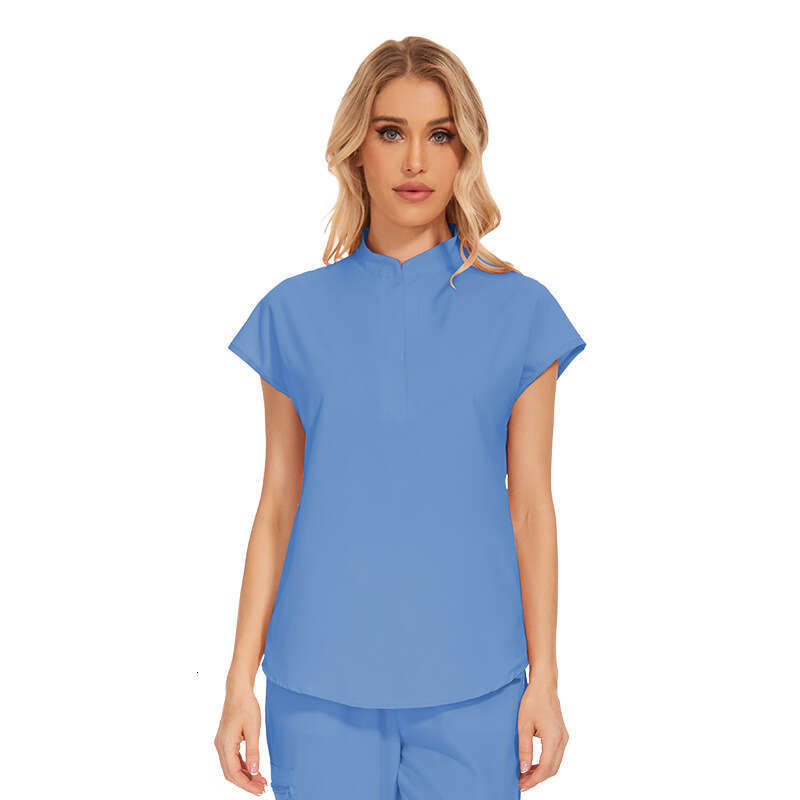 Scrubs Zip Up Undefined New Product New Arrival Washable Long Non-ironing Gentle Wind High Elasticity Solid Temperament Printing Ventilation Novelty T