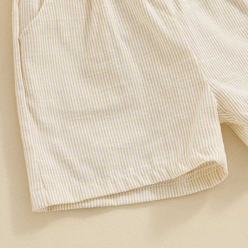 Clothing Sets Toddler Kid Baby Boy Summer 2Pcs Outfit Stripe Print Short Sleeve Button Down Shirt with Elastic Waist Shorts