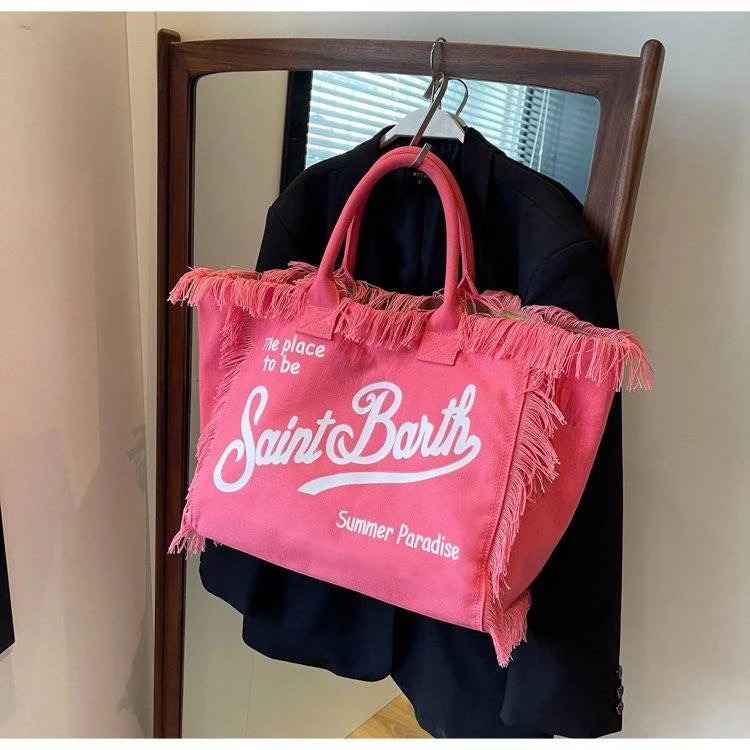 3 2024 selg Large capacity Solid color Fashionable Shoulder Bag Letter Tassel Splice Sewn Handbag 240704 4