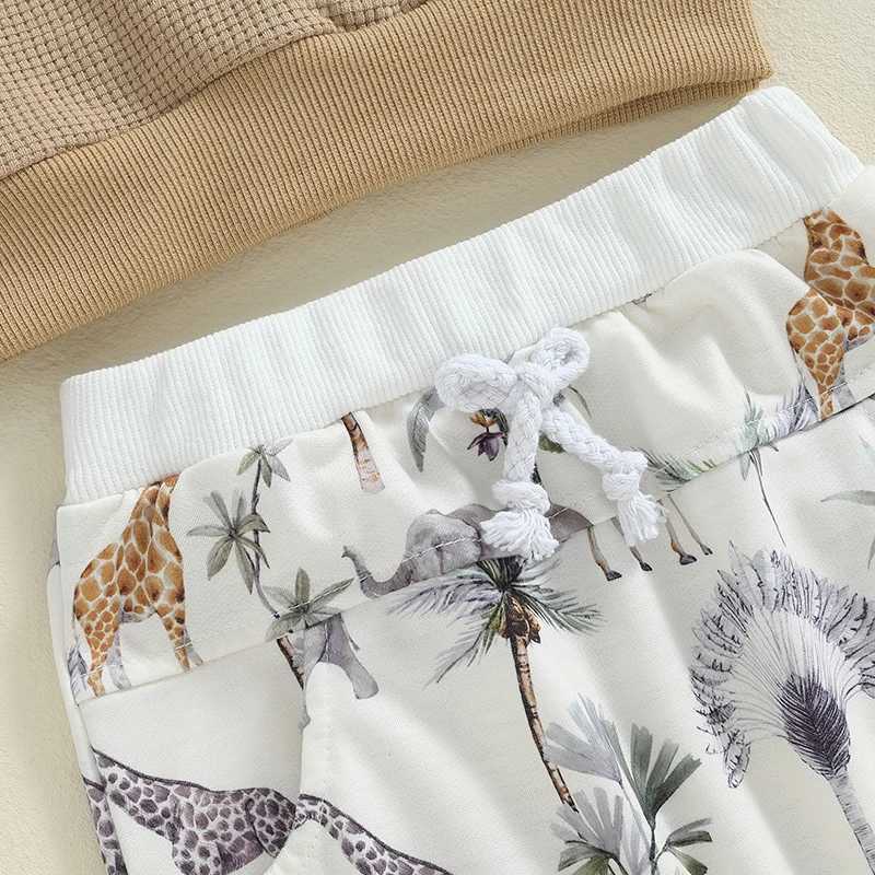 Clothing Sets Casual Animal Print Baby Boys Outfits Fall Toddler Clothes Set Sweatshirt Tops Elastic Waist Pants 2PCS Children Clothing Suit