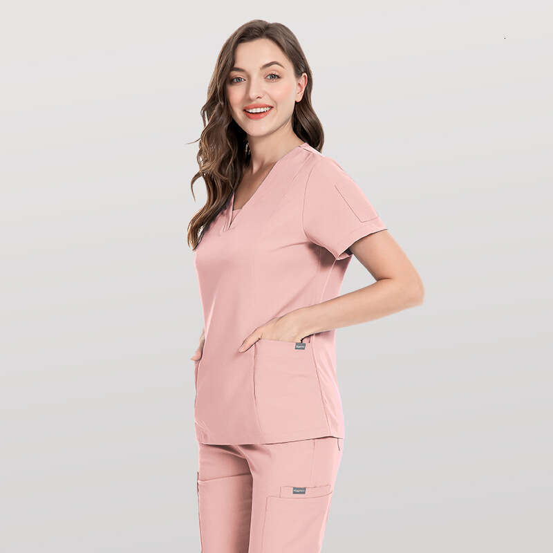 Scrubs for Women Uniform Two Piece Set Women Scrubs Zip Up New Product Gentle Wind Washable New Pattern Popular Loose Short Linen Bifurcated Temperame