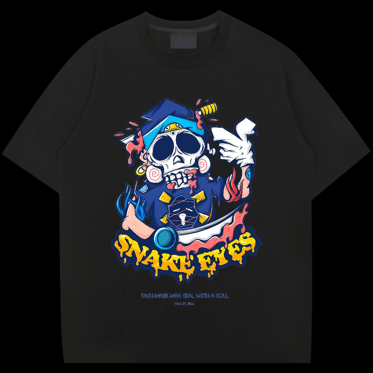 Casual New Mens T Shirts Skeleton 230g Cotton Graphic Men Clothes T-Shirt Spring Summer Short Sleeve Cotton O-Neck Classic Clothings