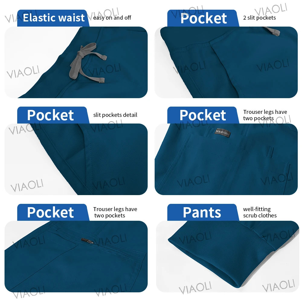 Multicolor Scrubs Uniform Short Sleeve TopsPants Nursing Uniform Women Pet Shop Doctor Nurse Scrub Set Surgery Workwear 240716