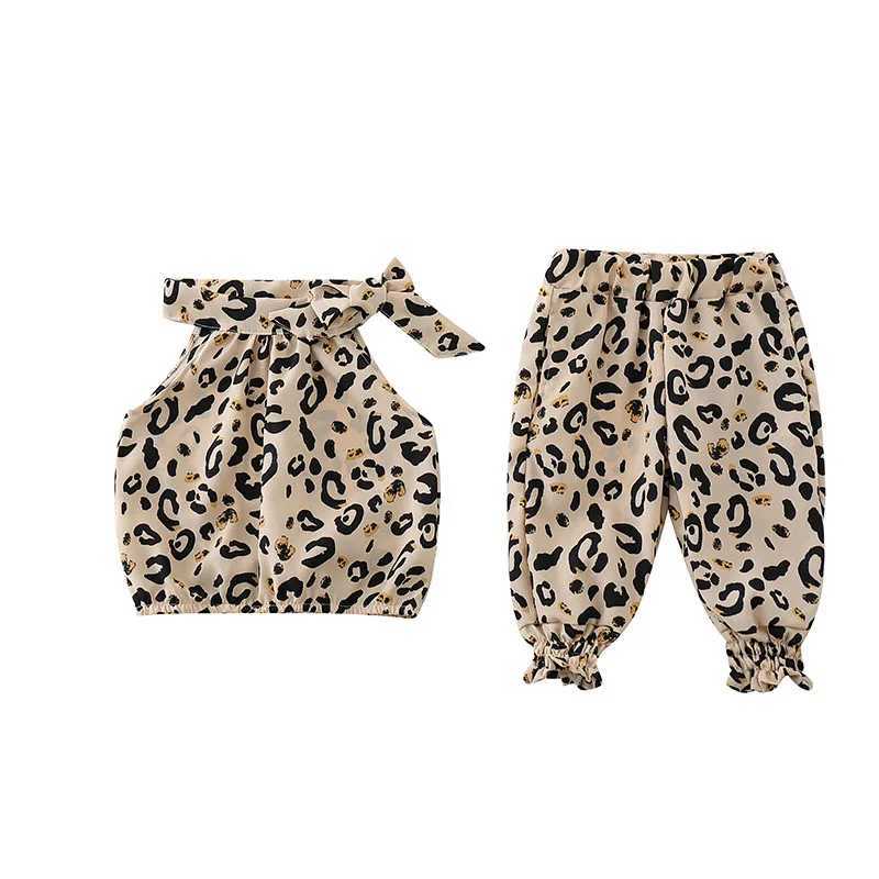 Clothing Sets 2021 New Arrival Fashion Girls Clothing Sets Leopard Summer Cotton O-neck +Shorts 2 Pcs Sets Strapless Infant Clothes s Sling