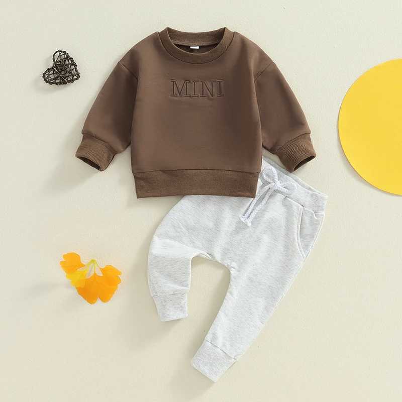Clothing Sets 2024 Baby Boys Clothes Sets Letter Embroidery Long Sleeve Casual Pullover Sweatshirt+Pants 2pcs Kids Clothes Sports Suits