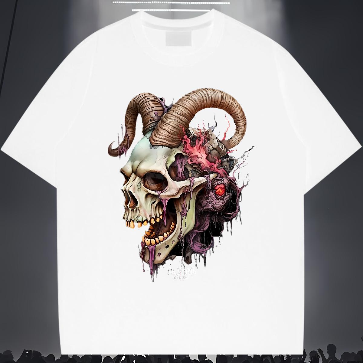 Stylist T Shirts Men Skeleton 100% Cotton 230g Custom Cartoon Daily Wear Men Tshirts Breathable Short Sleeve Brand