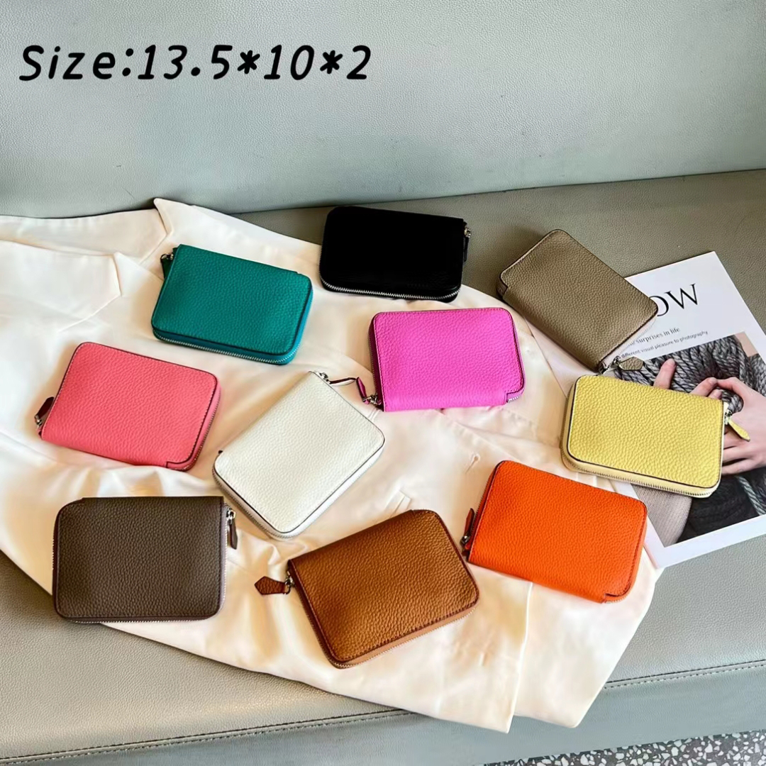 Pure Cowhide Short Zipper Small Wallet Genuine Leather Zero Wallet Zipper Certificate Bag New Multi Card Precise Card Bag