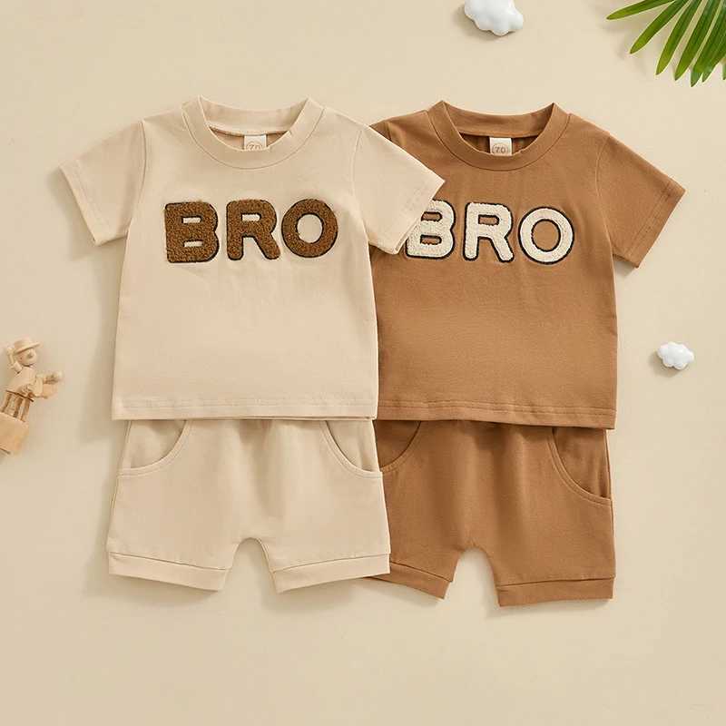 Clothing Sets Toddler Boys Summer Costume Outfit Fuzzy Letter Embroidered Short Sleeve T-Shirts Tops and Shorts 2Pcs Kids Clothes Set